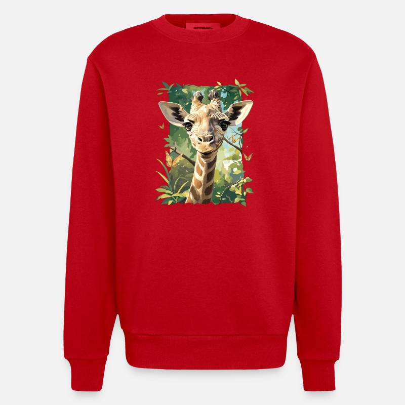 Giraffen Giraffe - Heavyweight Oversized Organic Crew Neck Made in EU - Rot