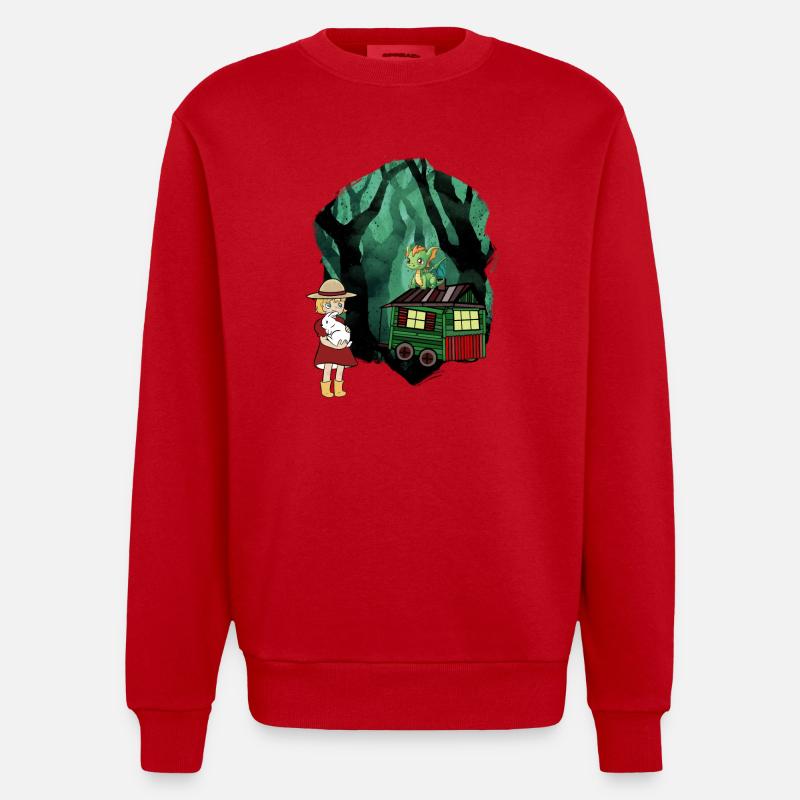 Märchen Märchenfigur Drache Wald Abenteuer - Heavyweight Oversized Organic Crew Neck Made in EU - Rot