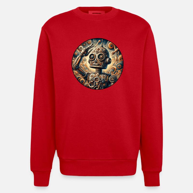 Robot, Garçon, Enfant, Salut, Science - Sweat bio épais oversize fabriqué en UE - rouge