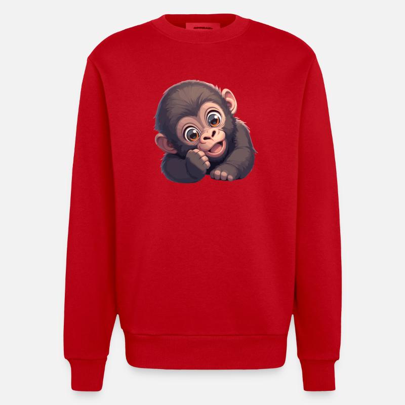 Gorillas Gorilla - Heavyweight Oversized Organic Crew Neck Made in EU - red