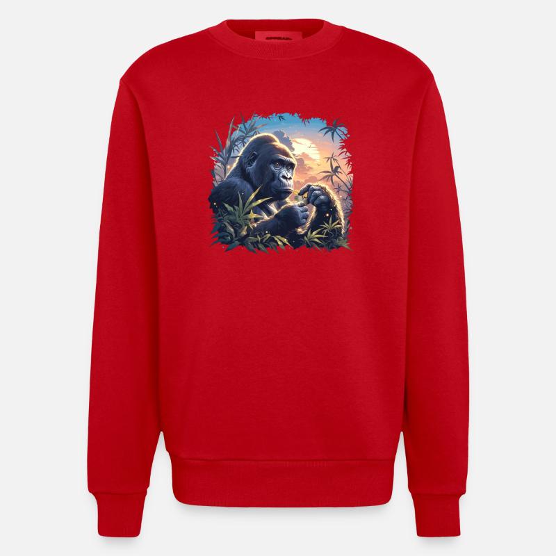 Gorillas Gorilla - Heavyweight Oversized Organic Crew Neck Made in EU - red