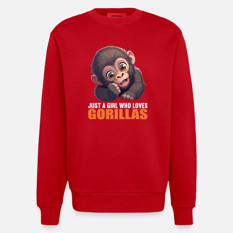 Gorillas Gorilla - Heavyweight Oversized Organic Crew Neck Made in EU - red