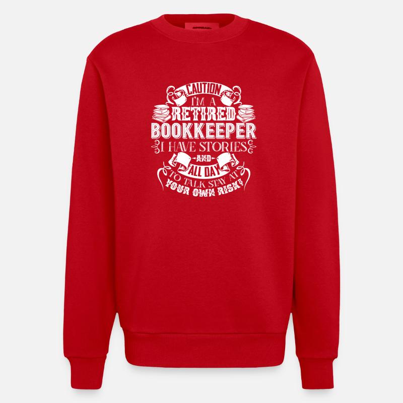 Bookkeeper Caution Retired Bookkeeper - Heavyweight Oversized Organic Crew Neck Made in EU - red