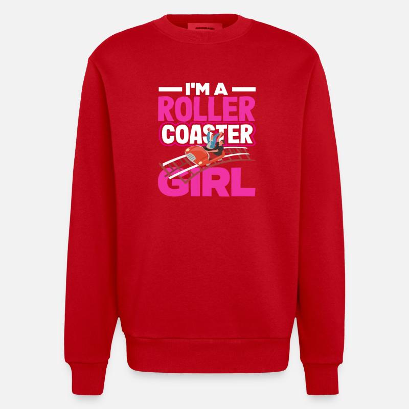 Ich Bin Ein Achterbahn Mädchen - Heavyweight Oversized Organic Crew Neck Made in EU - Rot
