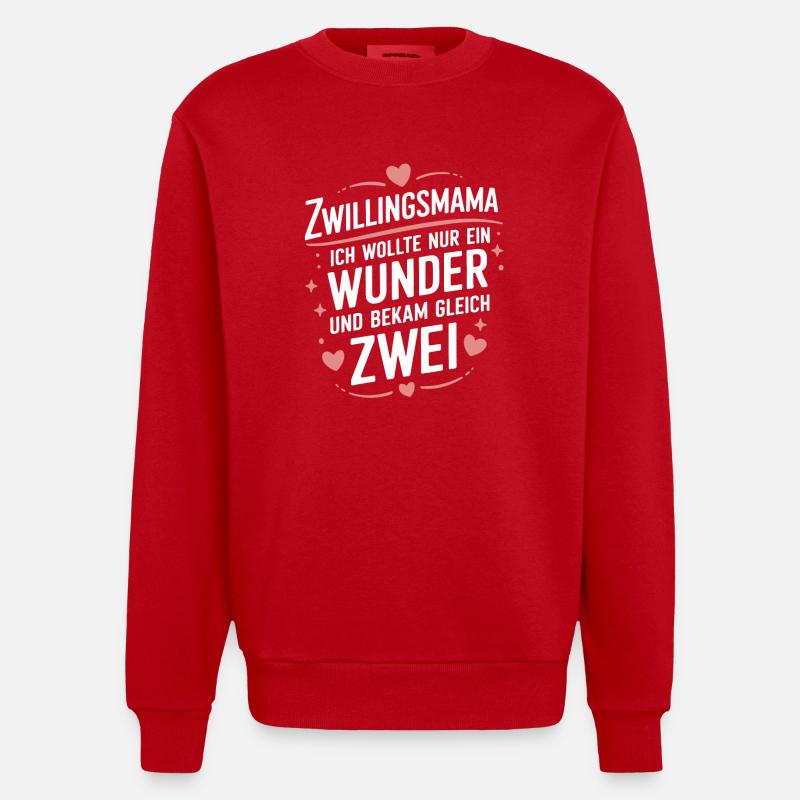 Zwillings Mutter Zwillingsmam - Heavyweight Oversized Organic Crew Neck Made in EU - Rot