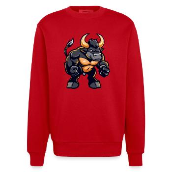 Taureau Bande dessinée - Sweat bio épais oversize fabriqué en UE - rouge - Devant - AI Model Female 172 light (172cm) & AI Model Male 178 light (178cm)