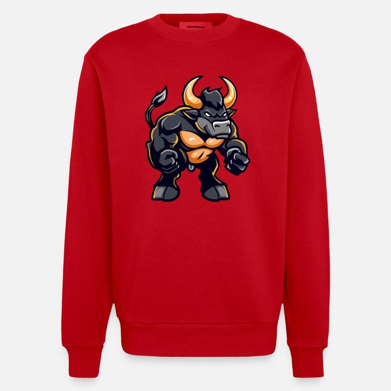 Taurus Comic - Heavyweight Oversized Organic Crew Neck Made in EU - red