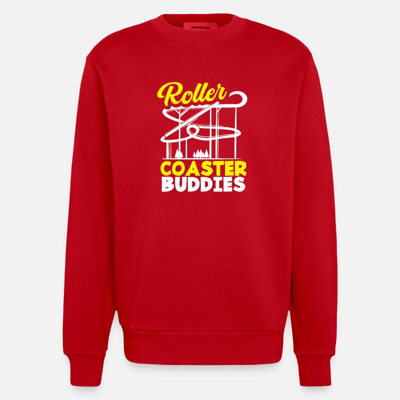 Roller Coaster Friends Aventure - Sweat bio épais oversize fabriqué en UE - rouge