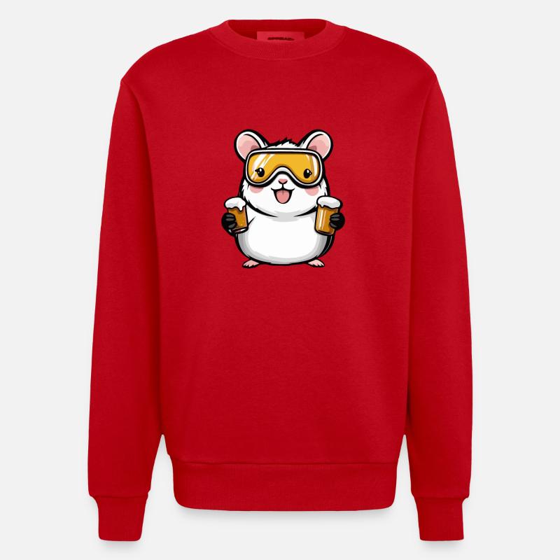 Bière de ski hamster - Sweat bio épais oversize fabriqué en UE - rouge