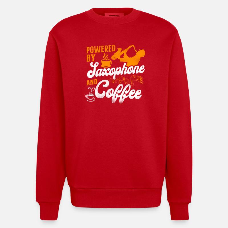 Saxophone Café Propulsé par - Sweat bio épais oversize fabriqué en UE - rouge