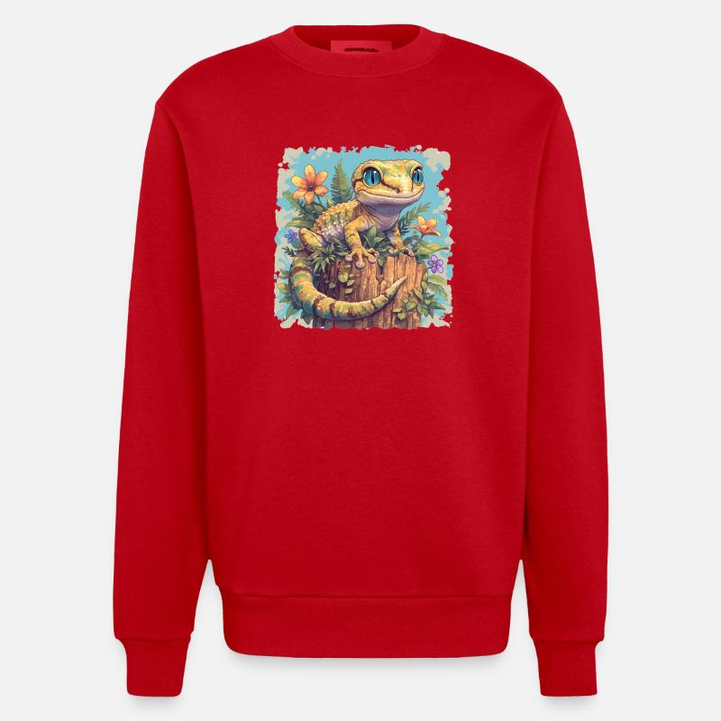 Geckos Geckos - Sweat bio épais oversize fabriqué en UE - rouge