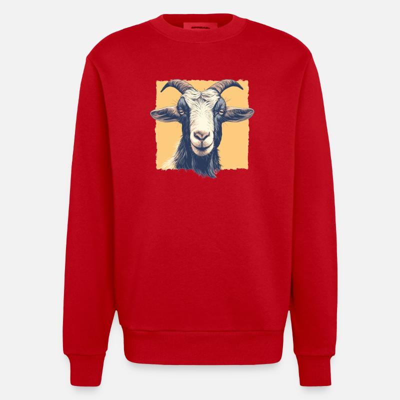 Ziegen Ziege - Heavyweight Oversized Organic Crew Neck Made in EU - Rot