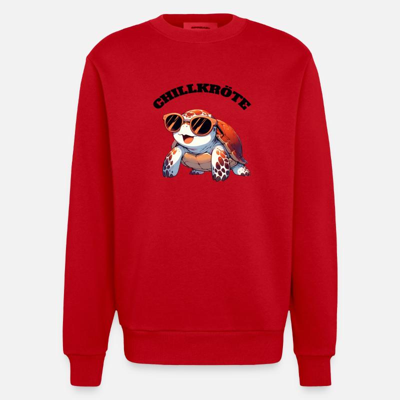 Chill Toad Turtle - Heavyweight Oversized Organic Crew Neck Made in EU - red
