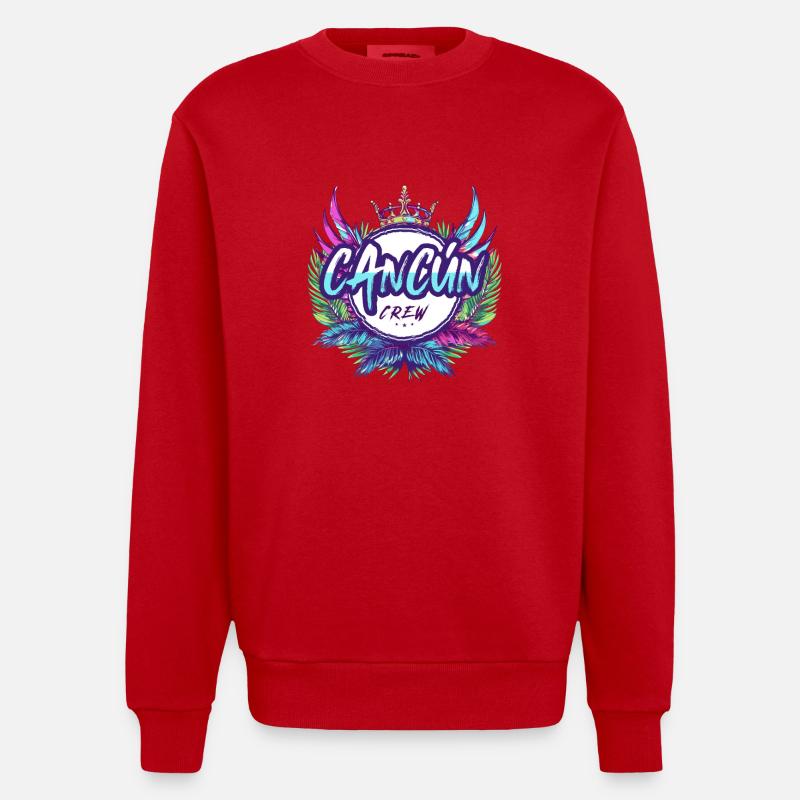 Cancun Crew Bunt - Heavyweight Oversized Organic Crew Neck Made in EU - Rot