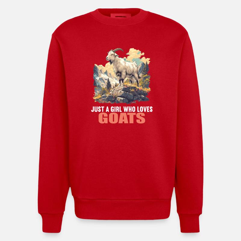 goats goat - Heavyweight Oversized Organic Crew Neck Made in EU - red