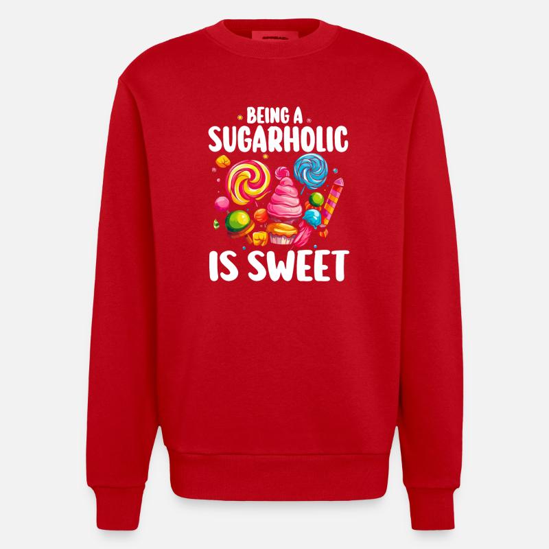 Passionné de sucreries sucrées - Sweat bio épais oversize fabriqué en UE - rouge