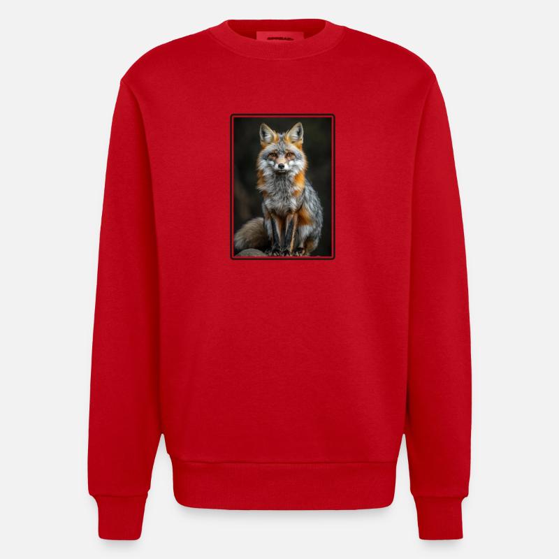 Renards gris Renard gris - Sweat bio épais oversize fabriqué en UE - rouge