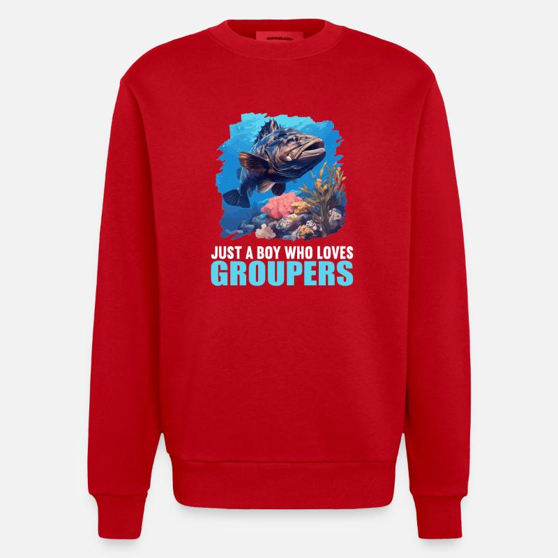 groupers grouper - Heavyweight Oversized Organic Crew Neck Made in EU - red
