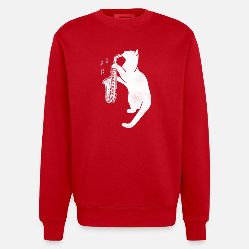 Saxophone Chat - Sweat bio épais oversize fabriqué en UE - rouge
