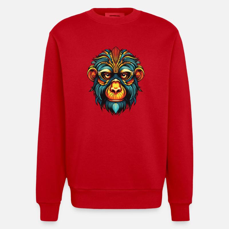 Affe Portrait - Heavyweight Oversized Organic Crew Neck Made in EU - Rot