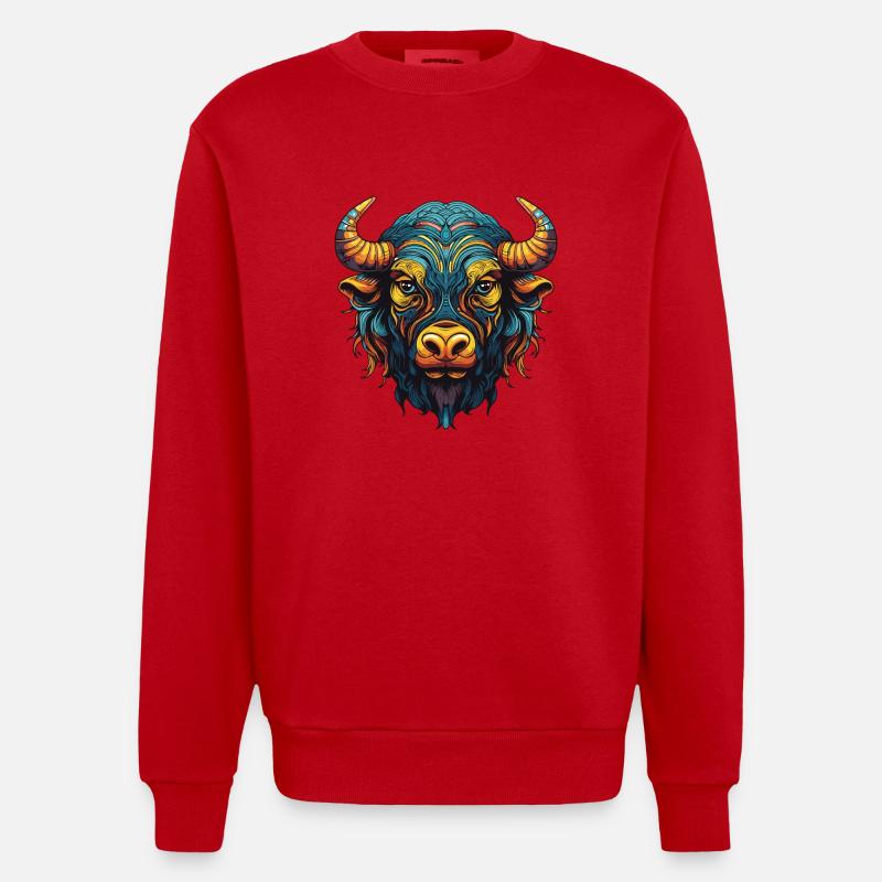 Taureau Portrait Taureau - Sweat bio épais oversize fabriqué en UE - rouge