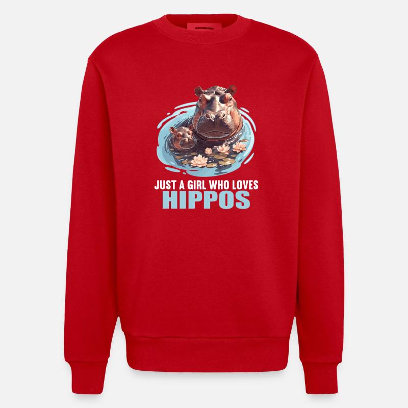 Nilpferd Flußpferd - Heavyweight Oversized Organic Crew Neck Made in EU - Rot