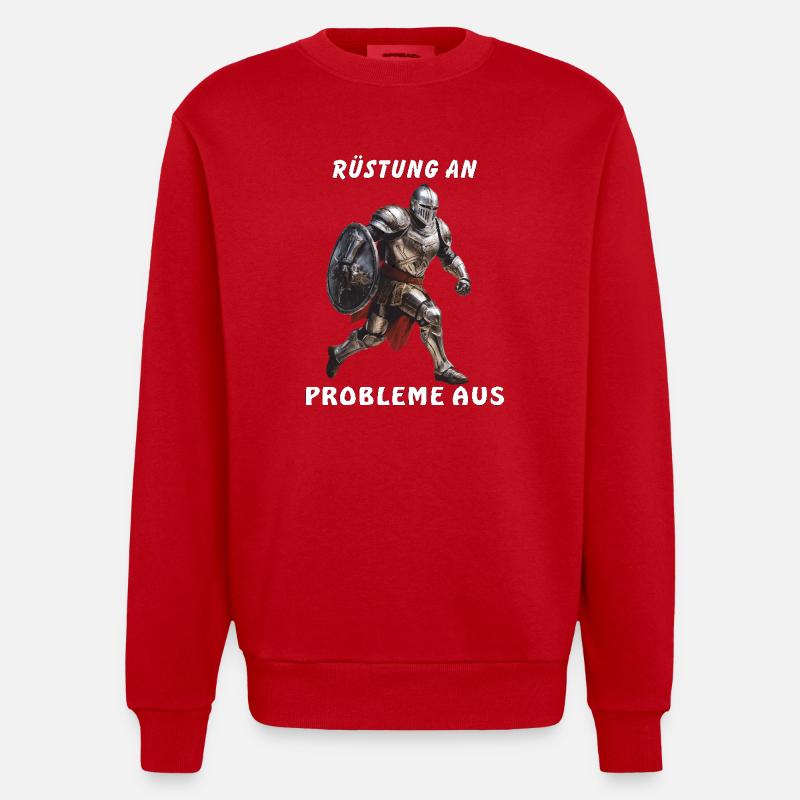 ARMURE DE CHEVALIER À PROBLÈMES - Sweat bio épais oversize fabriqué en UE - rouge