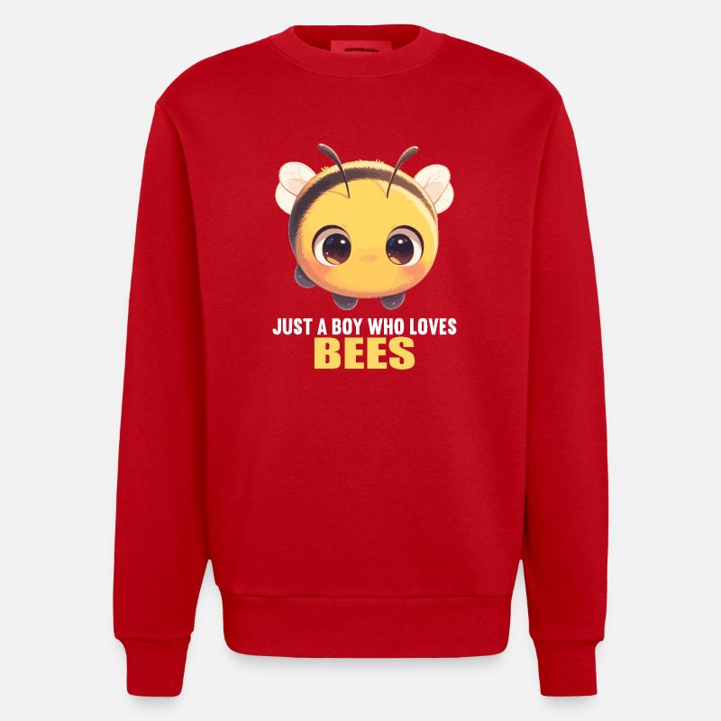 Bees Bee - Heavyweight Oversized Organic Crew Neck Made in EU - red