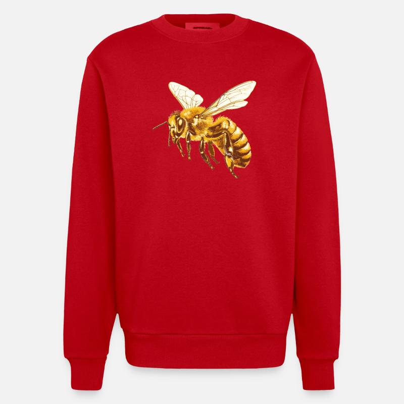 Bees Bee - Heavyweight Oversized Organic Crew Neck Made in EU - red