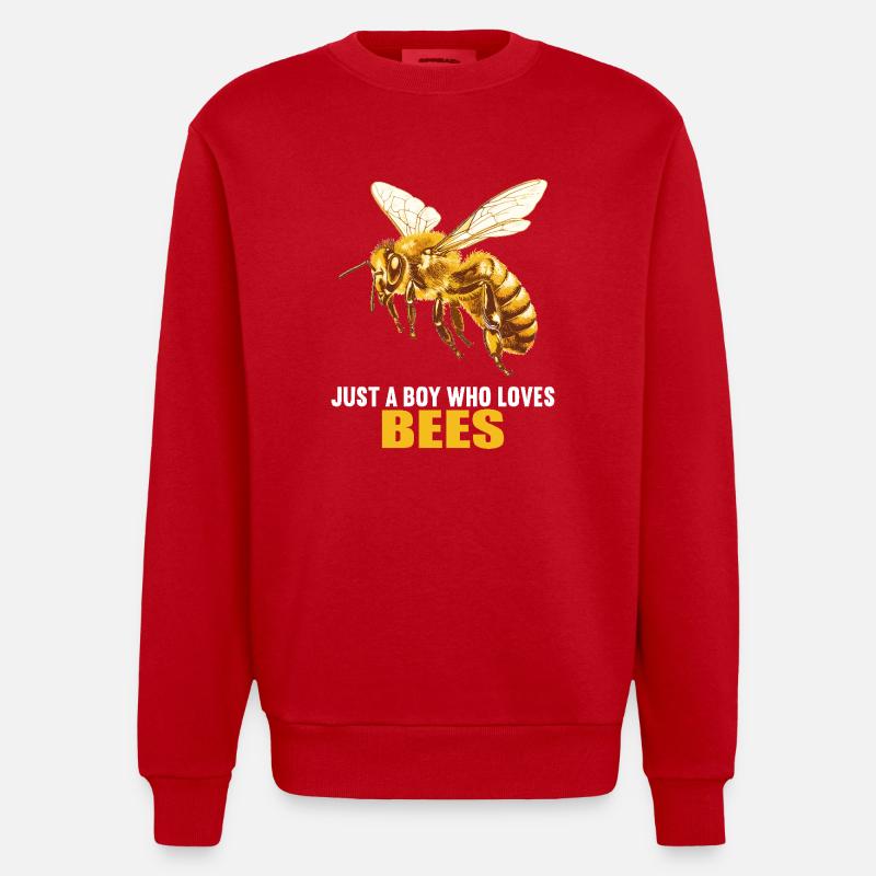 Bees Bee - Heavyweight Oversized Organic Crew Neck Made in EU - red