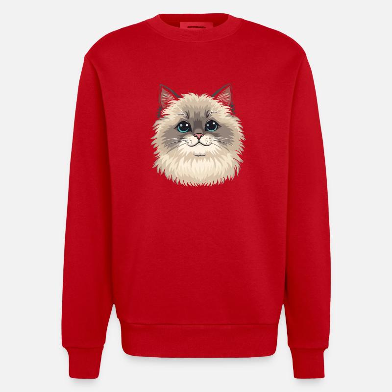 Chat Ragdoll - Sweat bio épais oversize fabriqué en UE - rouge