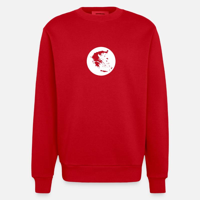 Carte Grèce Grèce Grèce - Sweat bio épais oversize fabriqué en UE - rouge