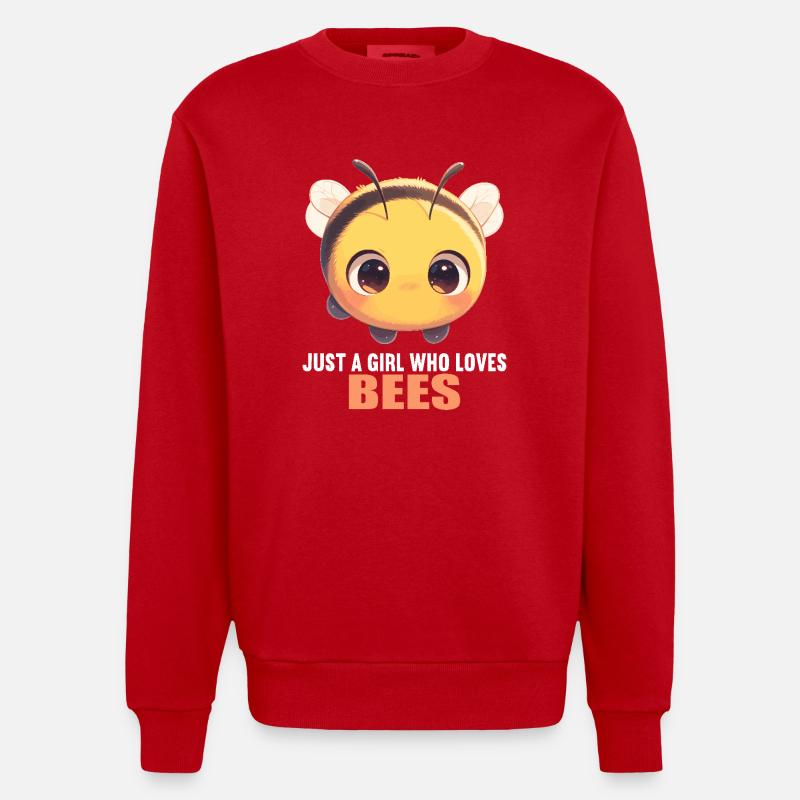 Bees Bee - Heavyweight Oversized Organic Crew Neck Made in EU - red