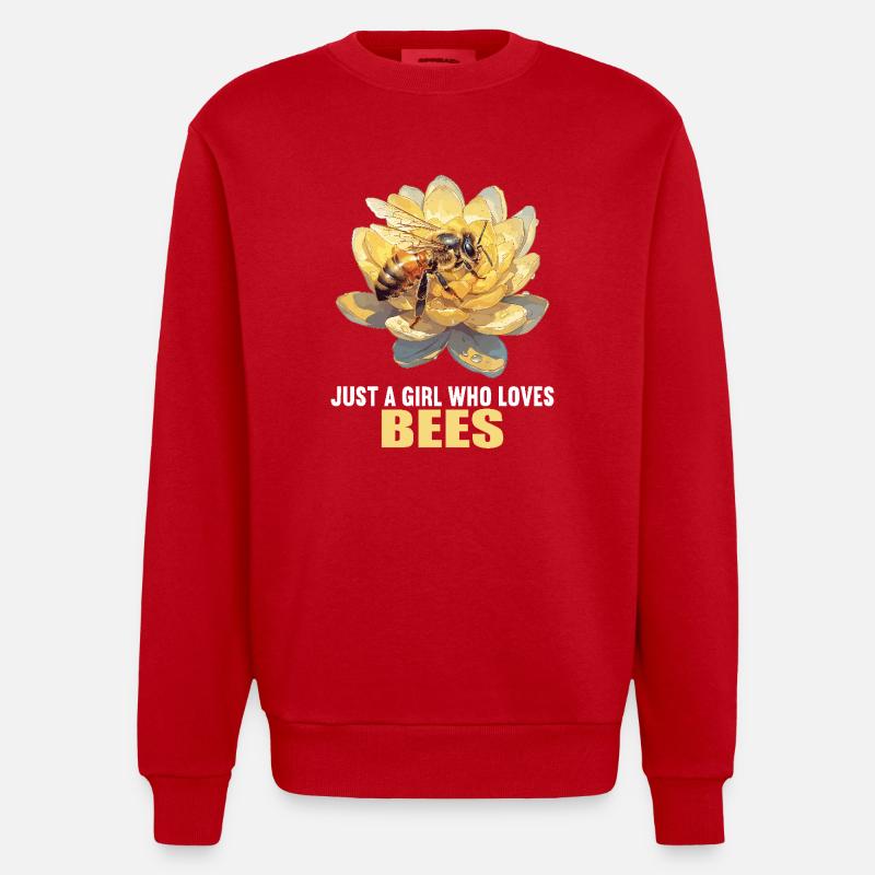 Bees Bee - Heavyweight Oversized Organic Crew Neck Made in EU - red