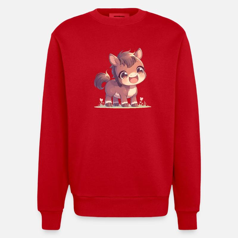 Pferde Pferd - Heavyweight Oversized Organic Crew Neck Made in EU - Rot