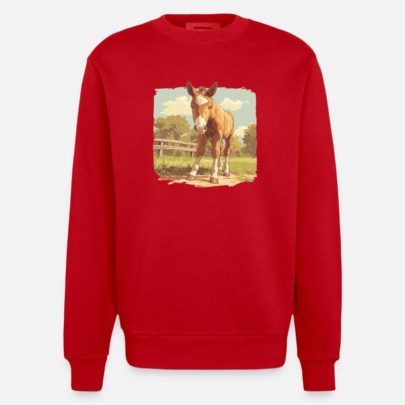 Pferde Pferd - Heavyweight Oversized Organic Crew Neck Made in EU - Rot