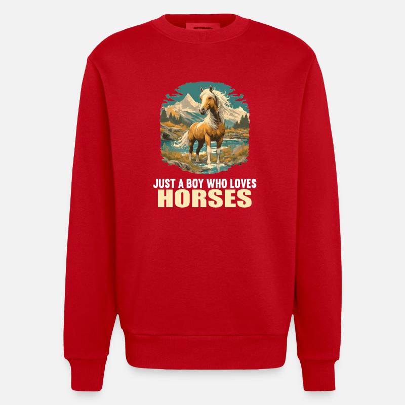 Chevaux Cheval - Sweat bio épais oversize fabriqué en UE - rouge