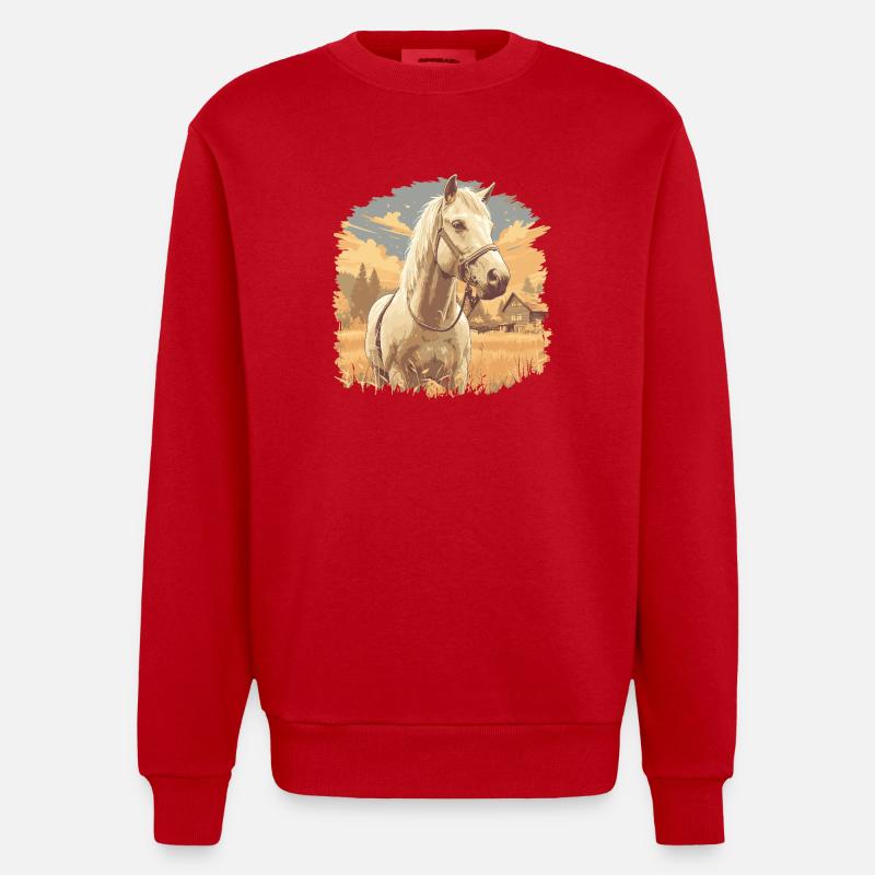 Pferde Pferd - Heavyweight Oversized Organic Crew Neck Made in EU - Rot