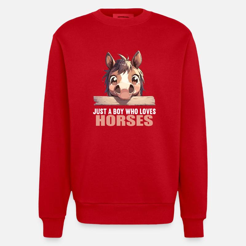 Pferde Pferd - Heavyweight Oversized Organic Crew Neck Made in EU - Rot
