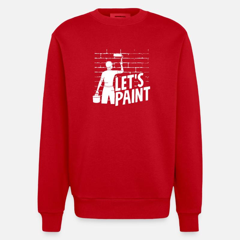 Let's Paint, Painter Enthusiast - Heavyweight Oversized Organic Crew Neck Made in EU - red