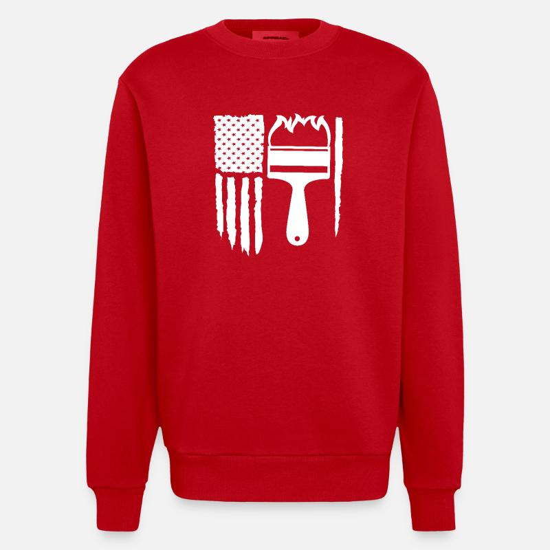 Peintre Drapeau Pinceau Créativité - Sweat bio épais oversize fabriqué en UE - rouge