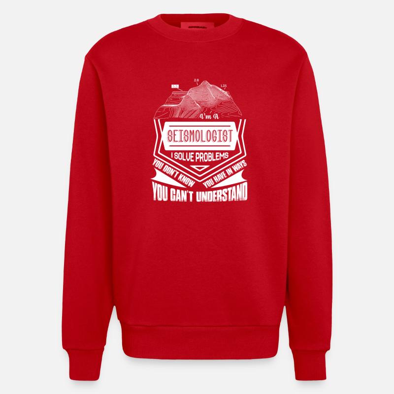 Seismologist I Solve Problems - Heavyweight Oversized Organic Crew Neck Made in EU - red