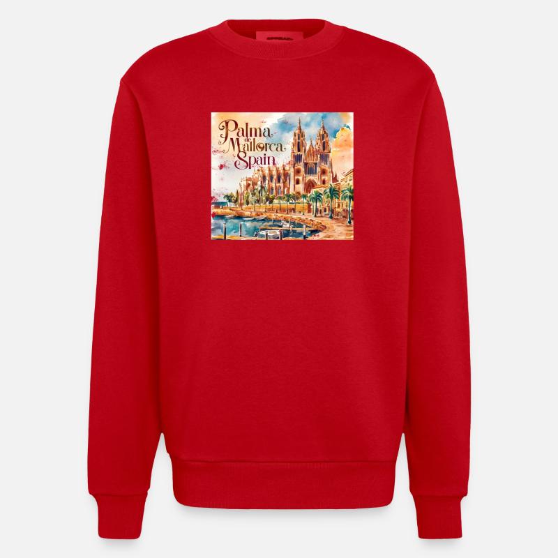 Palma de Majorque - Sweat bio épais oversize fabriqué en UE - rouge
