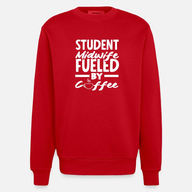 Student midwife driven by coffee - Heavyweight Oversized Organic Crew Neck Made in EU - red