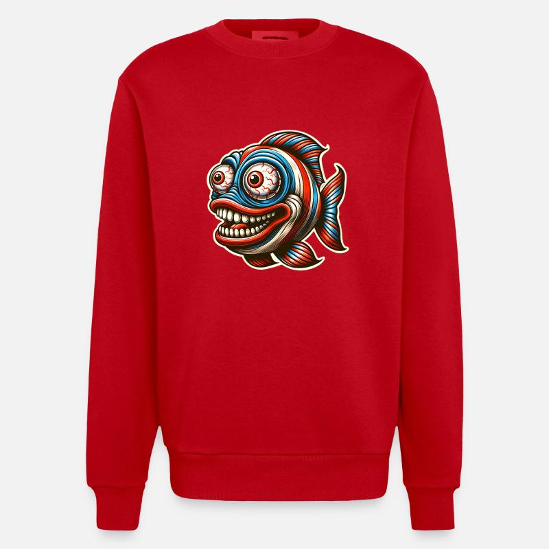 Fisch - Heavyweight Oversized Organic Crew Neck Made in EU - Rot