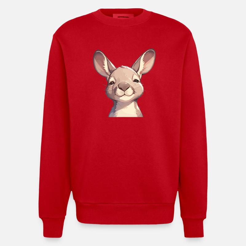 Kangaroos Kangaroo - Heavyweight Oversized Organic Crew Neck Made in EU - red