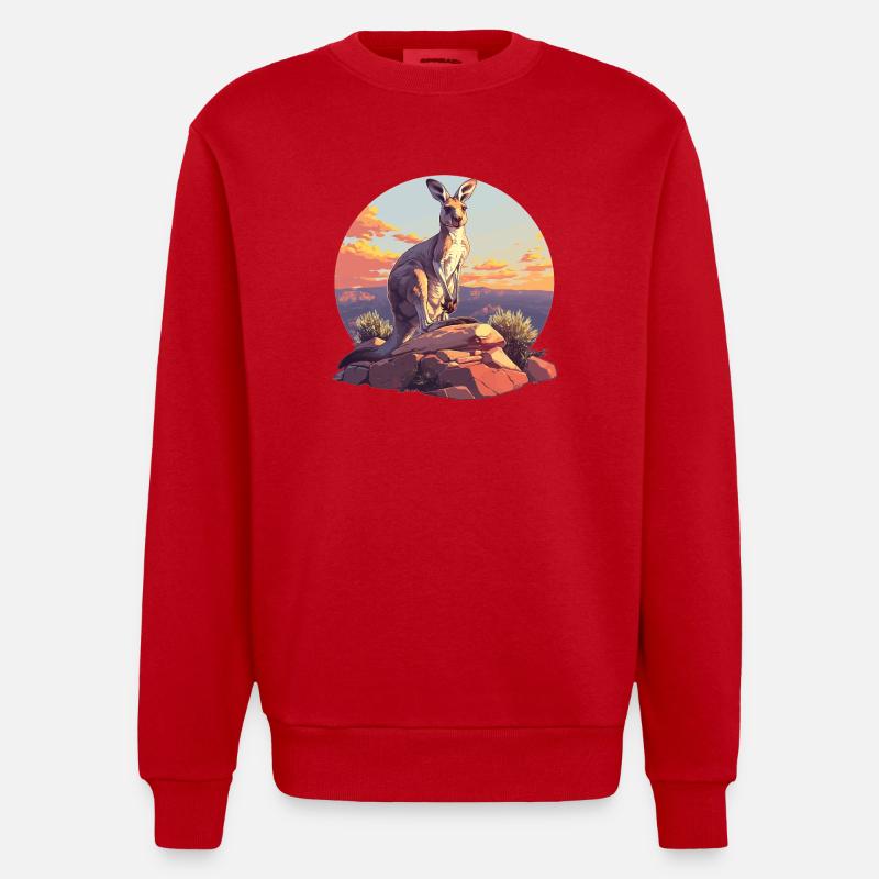 Kängurus Känguru - Heavyweight Oversized Organic Crew Neck Made in EU - Rot