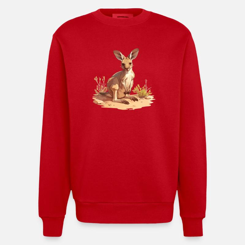 Kangaroos Kangaroo - Heavyweight Oversized Organic Crew Neck Made in EU - red