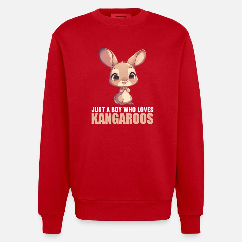 Kangaroos Kangaroo - Heavyweight Oversized Organic Crew Neck Made in EU - red