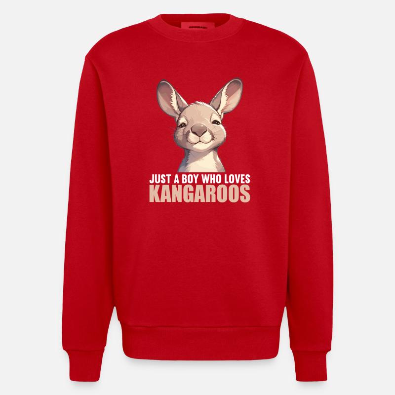 Kangaroos Kangaroo - Heavyweight Oversized Organic Crew Neck Made in EU - red